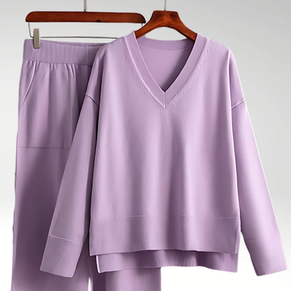 Izabela | Luksusowy dwuczęściowy zestaw z dekoltem w serek